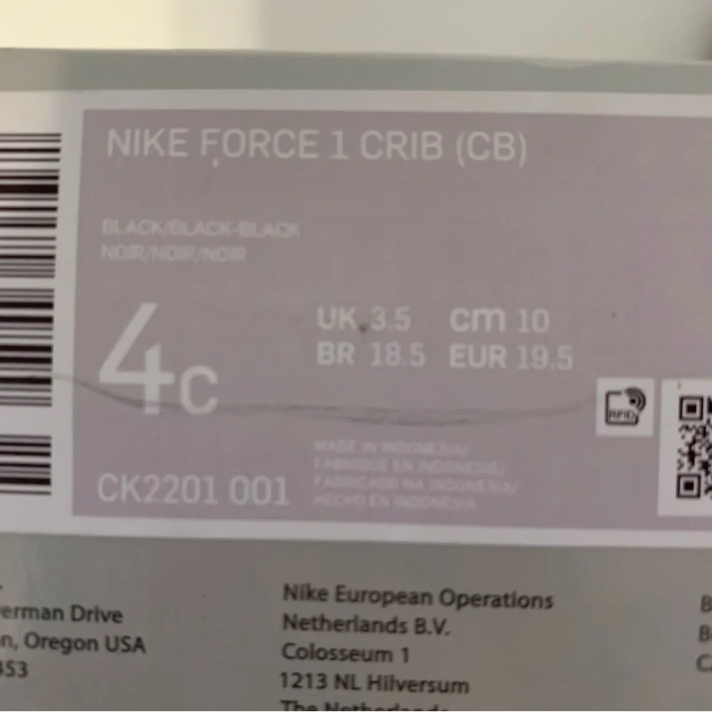 NIB. NIKE Force 1 Crib Black Infant Bootie